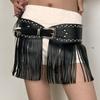 Punk Style Skirt Decoration Spicy Girl Pu Tassel Waistbands Simple Rrivet Belt  Daily