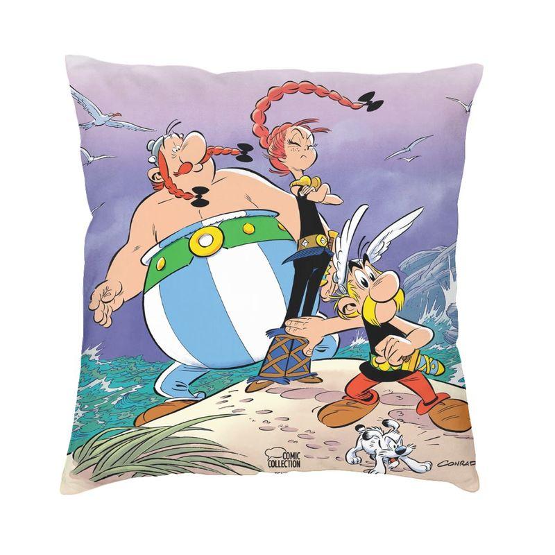 Anime Asterix Obelix Idefix Throw Pillow Covers Decor Home Adventure Comic Dogmatix Sofa Chair Cushion Cover Square Pillowcase