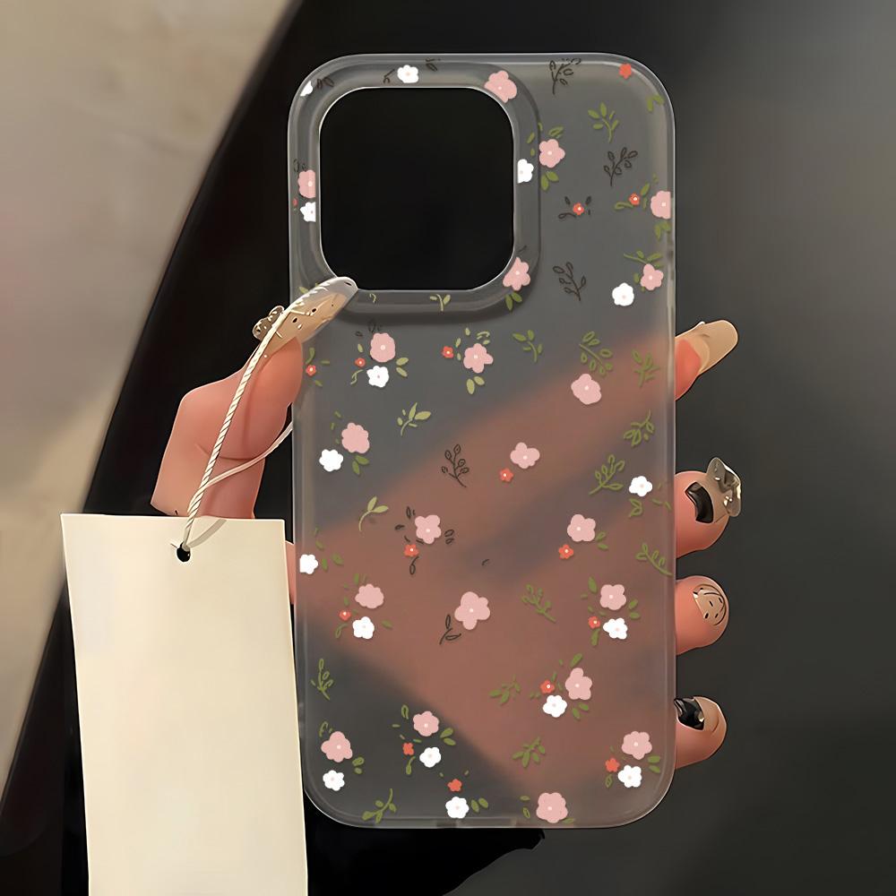 

Чехлы для мобильных телефонов iPhone 11 13 15 Pro Max 12 14 Pro Max Чехол для iPhone 16 15 Plus 13 Pro 12 Матовая текстура с рисунком в виде мультяшных цветов iPhone 16 Pro Max чёрный