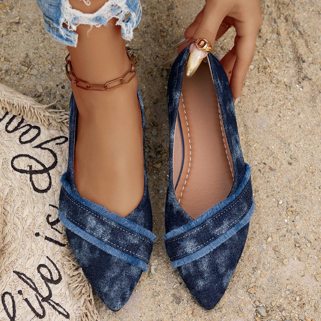 Cowboy Color Flat Sole Single Shoe, Light Mouth Comfortable Casual Women's Shoes