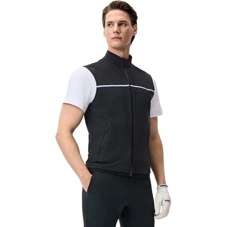 FILA Golf Series SS25 Comfortable Sports Sun Protection Stand Collar Vest Men Vests Deep-Black A11M525501F-BK