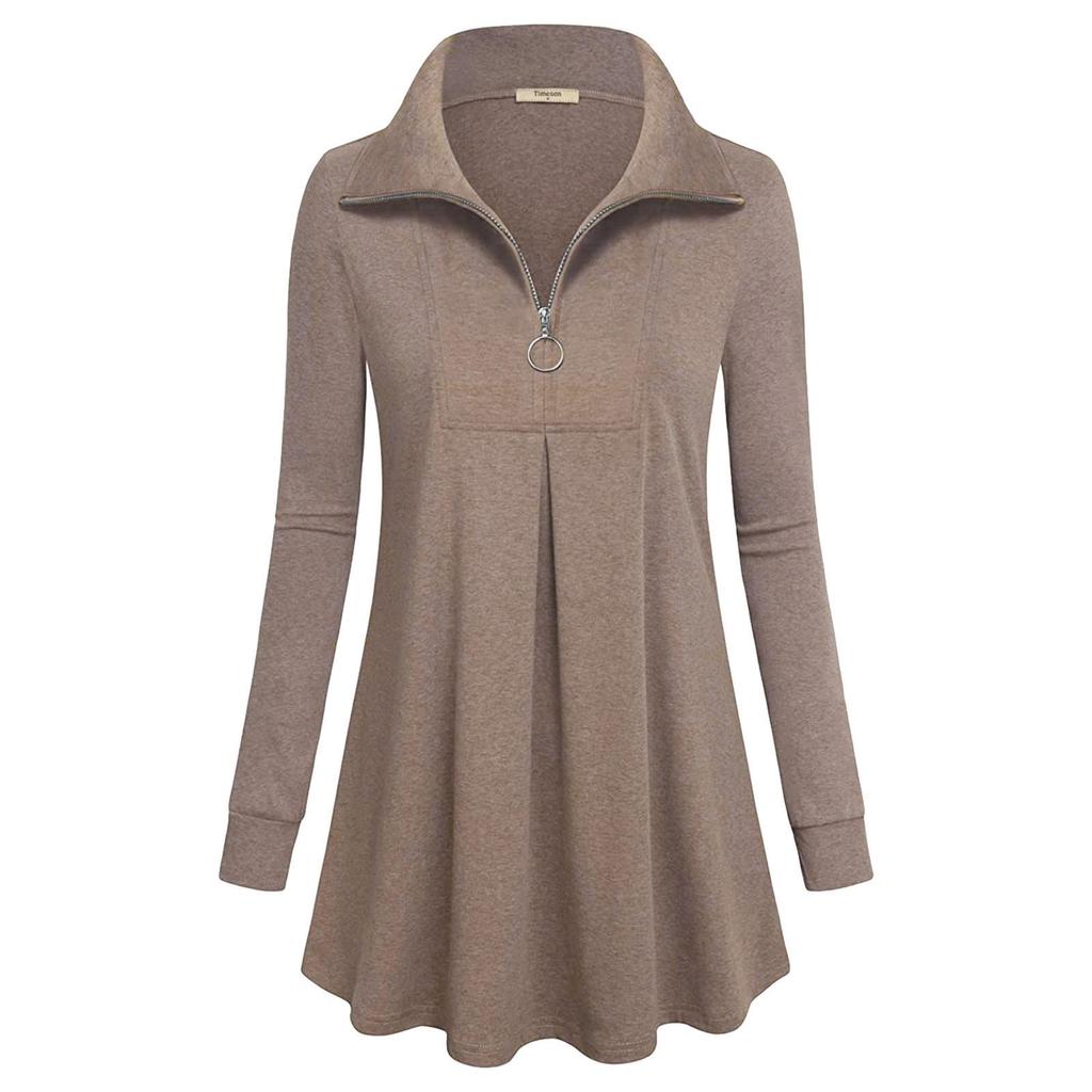 Fashoin Women's Long Sleeve Lapel Tunic Casual Pullover Sweatshirt Blouse Tops