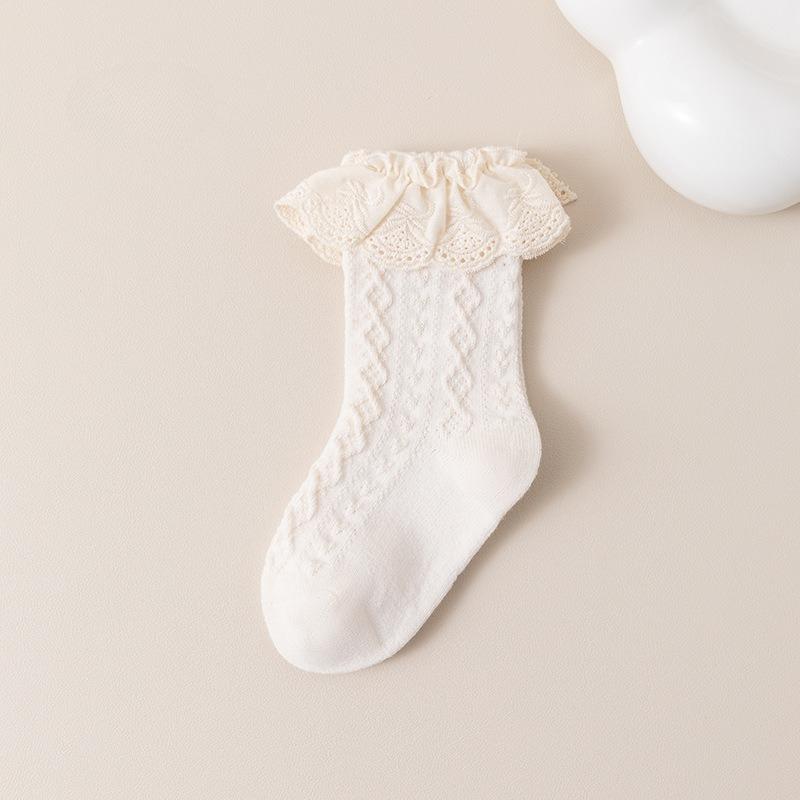 Детские носки Весенние и осенние модели Детские носки Кружевные носки Хлопок класса А Носки средней длины Короткие носки для девочек Младенцы и малыши 0-5 лет 0-1years old