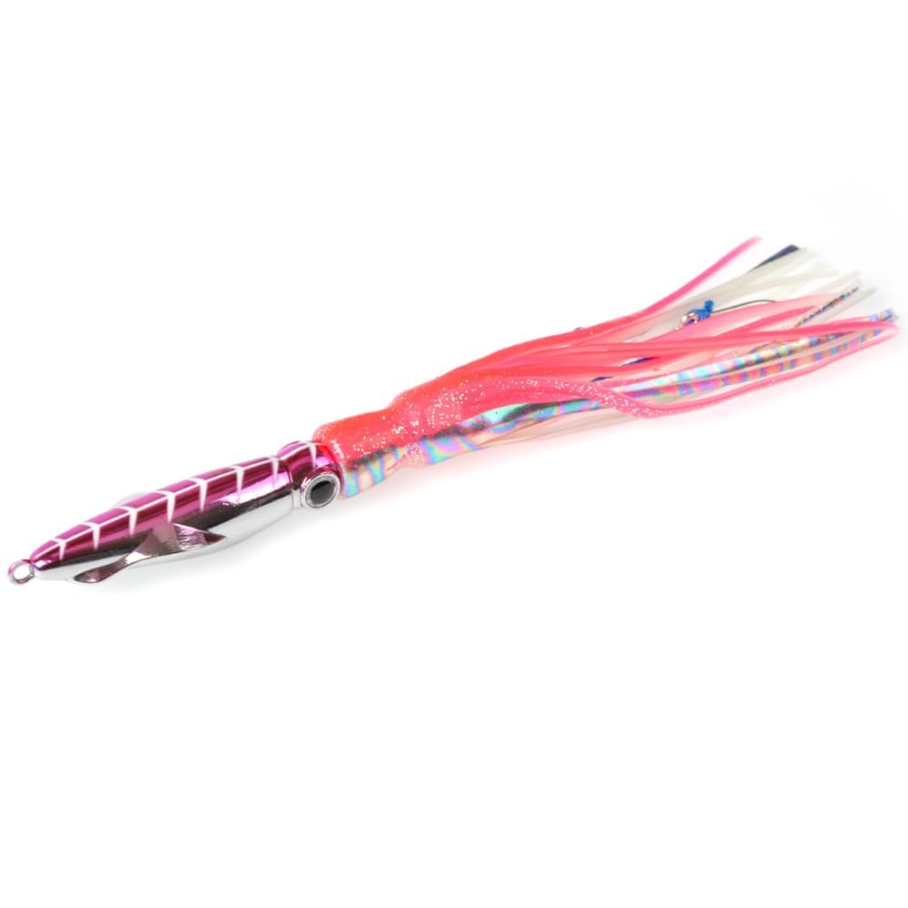Tolure 60g 3D Eye Luminous Metal Jig Lure with PVC Tail All 4 Colors- Octopus Design, Perfect for Tuna, Mackerel, Snapper