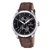 Retro Leather Strap Multifunction Black Dial Quartz F16573-4 Men's Watch