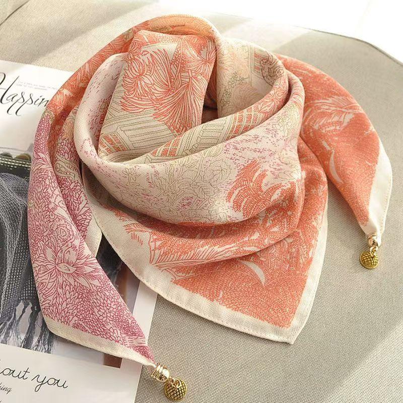 

Warm Square Scarf, Magnetic Buckle, Triangle Silk Scarf, Cotton Scarf, Women s Spring, Autumn and Winter, Western Style Scarf, All-match Temperament 65*65cm