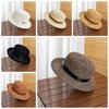 Sun Protection Straw Boater Hat Lightweight Flat Top Beach Hat Handwoven Sun Cap  Beach Vacation