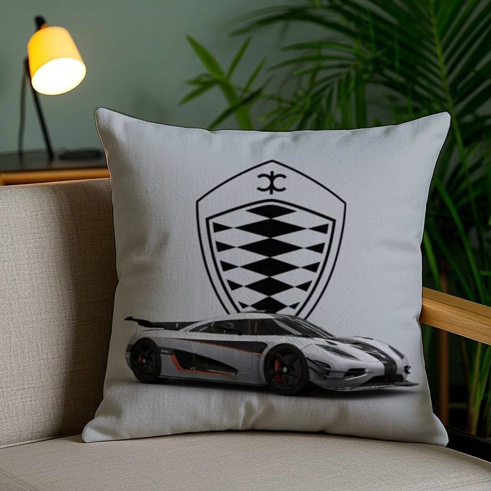 Luxury Car K-koenigsegg Logo Pillow Case Office Sofa Dorm Chair Back Short Plush Double-sided Printing Home  Cushion Cover