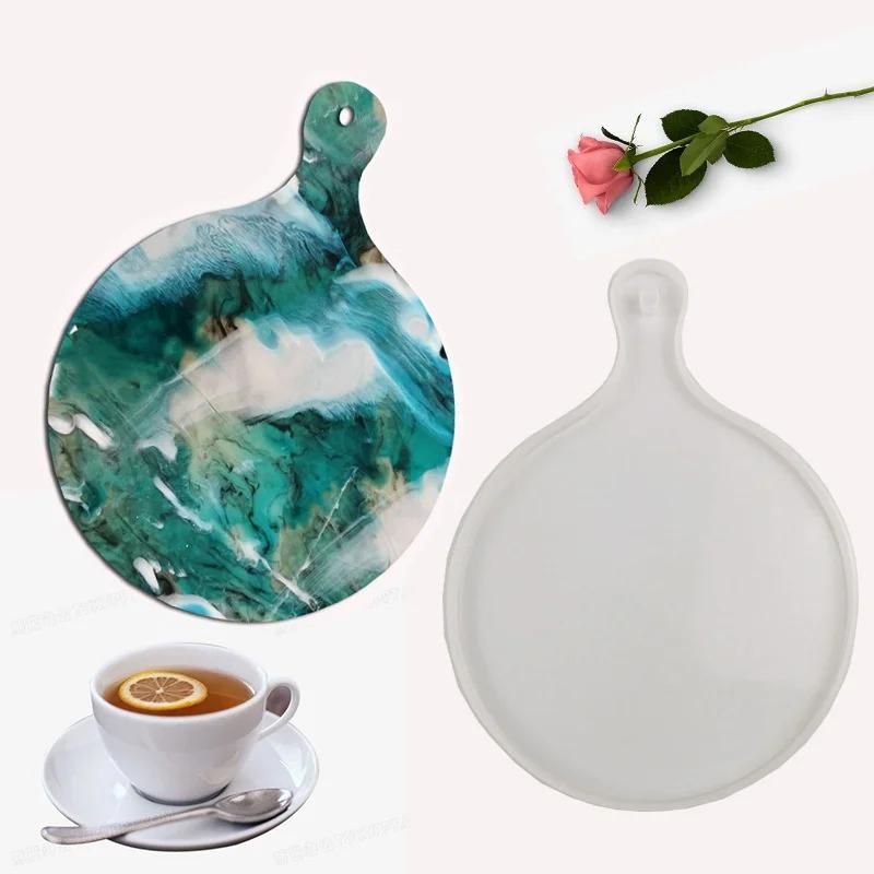 DIY Hand Handle Tray Mold Crystal Epoxy Mold Compote Coaster Japanese Dinner Plate Silicone Resin Compote