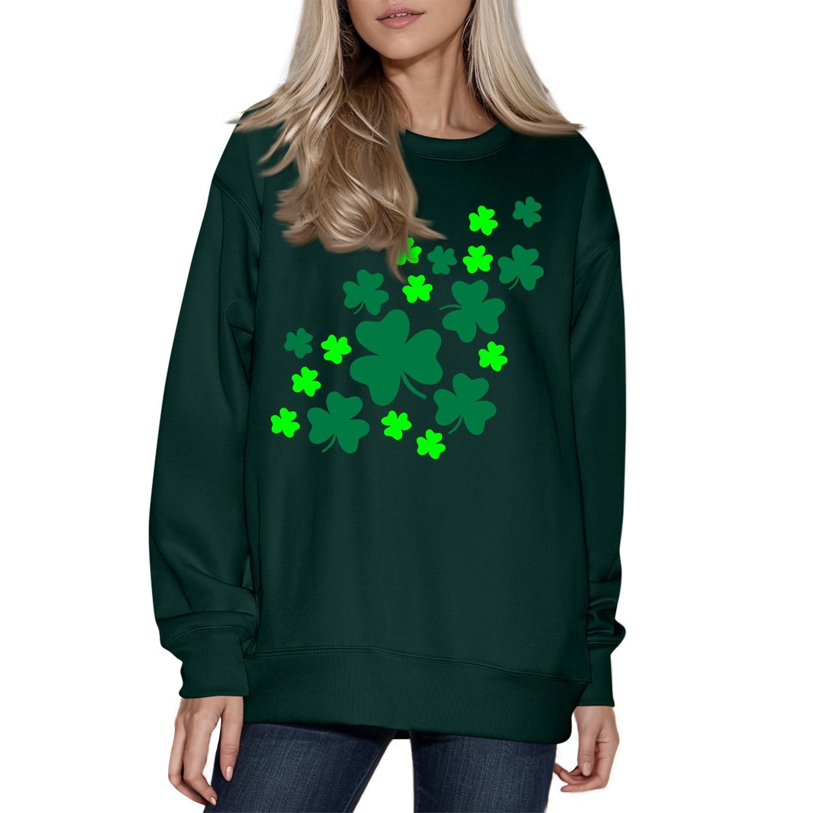 

Жіночий модний повсякденний топ з довгим рукавом, з принтом, з круглим вирізом, світшот XXL зелений