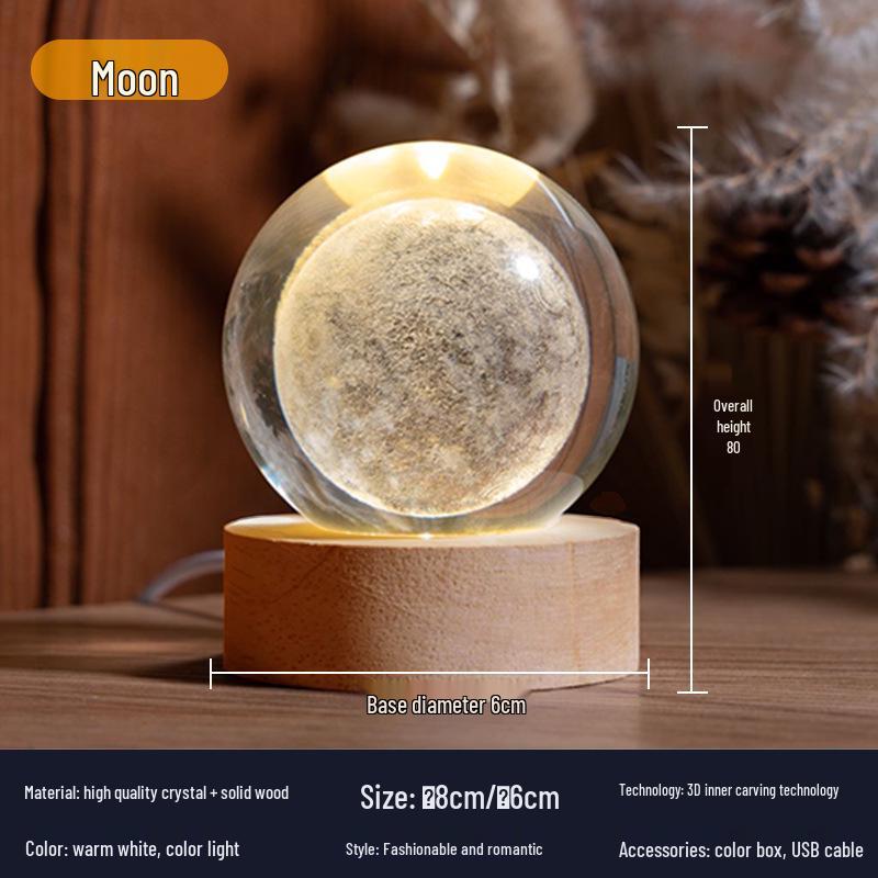 Luminous Crystal Ball Night Light - Creative Desktop Ornament & Holiday Gift