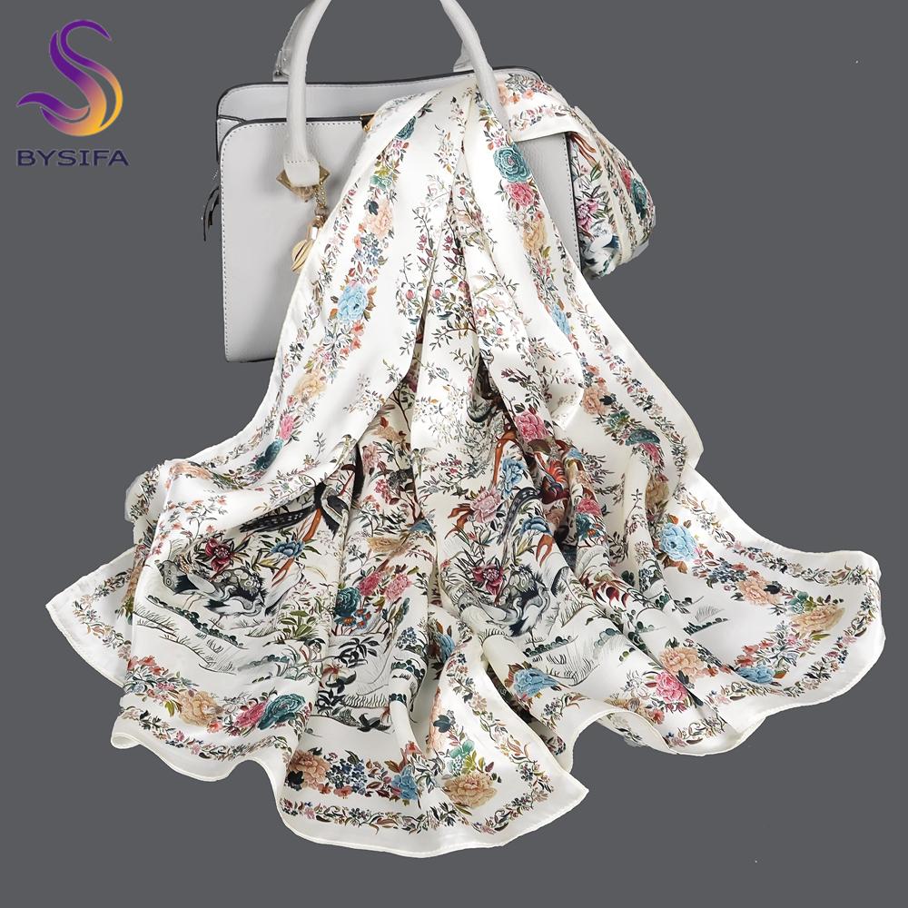 BYSIFA|New Beige Green Silk Scarves Bufanda Fashion Brand Autumn Winter Natural Pure100% Silk Scarf Hijab Shawl Echarpe 170*53cm