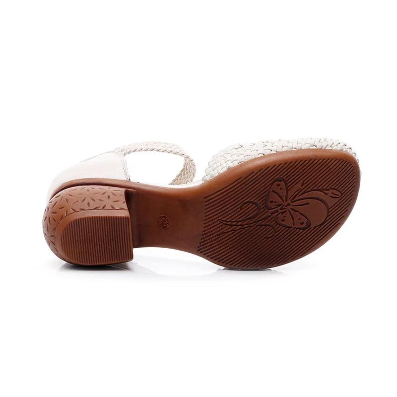 Ethnic Style Women's Shoes 2025 New Summer Baotou Breathable Women's Sandals Thick Heel Fashionable Hollow Hole Shoes