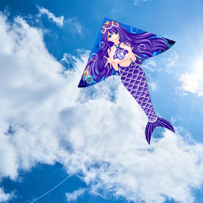 Weifang Hongyun Kite Children Cartoon Mermaid Kite New Triangle Light Breeze Flying Girl Goldfish Swallow 1.6m Mermaid [pink]