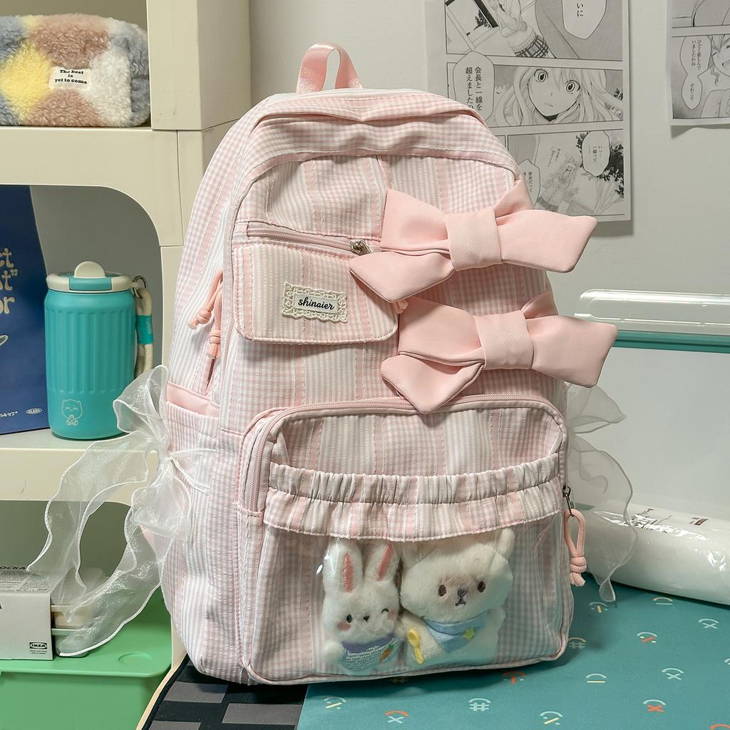 Schoolbag Japanese and Korean niche bow design student schoolbag ins small wind fresh high value backpack women commuter backpack