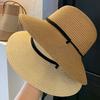 Foldable Women's Straw Hat Summer Visor Cap Retro Straw Bucket Hat  Men Women