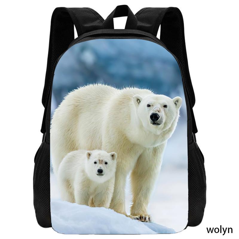 Polar bear pattern simple and cute backpack student schoolbag computer bag