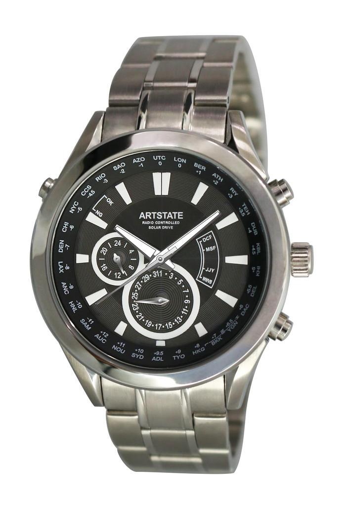 50M Water with Watch Charger [ARTSTATE AS3090] Men's Solar-Powered Radio-Controlled Watch, Resistant, Solar-Powered (Stainless Steel)