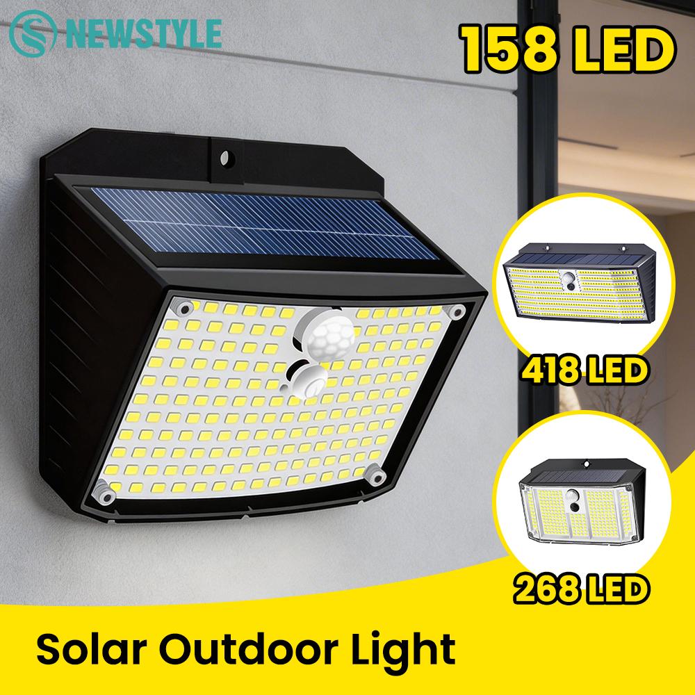 LED Solar Powered Light IP65 Waterproof Motion Sensor Super Bright Outdoor Wall Lamp Garden Patio Yard Fence Porch Balcony