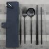 Rose Aufbewahrungstasche, tragbares Geschirr-Set, Edelstahl-Set, Messer, Gabel, Löffel, Stäbchen, Stroh, Reisen, Camping, Grillen, Geschirr-Set