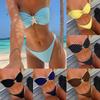 Women's Swimsuit Solid Color Chest Strap Back Sexy Low Waist Split Swimsuit Bikini Suit Beach Wear