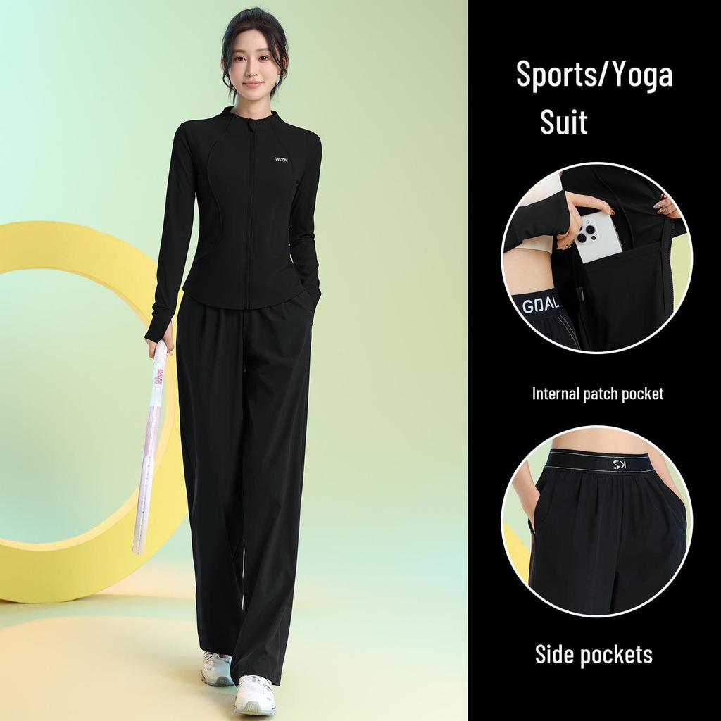 Women's Quick-Dry Long Sleeve Fitness Set for Badminton, Running, and Outdoor Sports - Autumn/Winter Collection