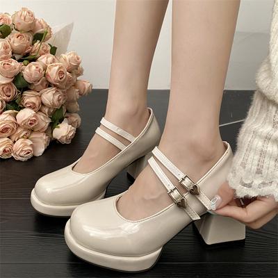Spring and Autumn New Shallow Mouth One-word Buckle Mary Jane Shoes Women's Platform Fashion Thick Heel High Heel Fashion Shoes