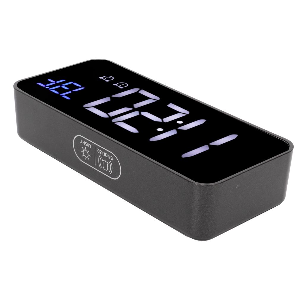 LED Digital Alarm Clock Thermometer with Snooze USB Charging Bedroom Office DecorationBlack