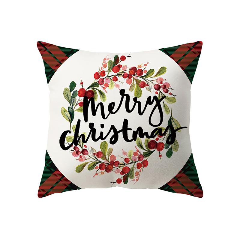 Christmas Theme Santa Elk Christmas Tree Print Pattern Cushion Cover Home Living Room Sofa Decoration Pillow Pillow Cover