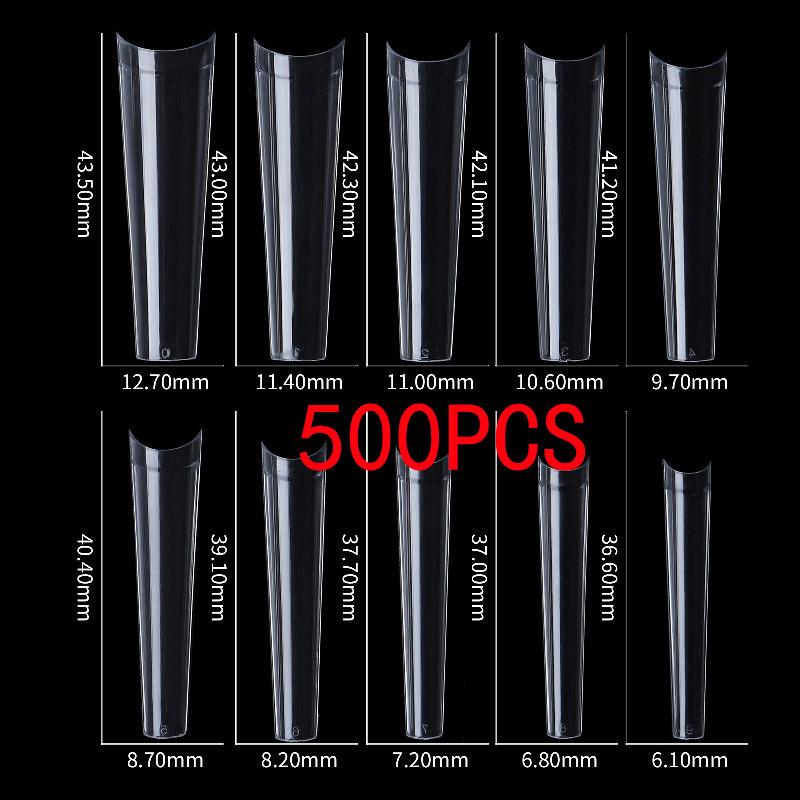 

500 шт. прозрачные накладные ногти-стилеты акриловые балерины длинные накладные ногти полупокрытие гроб профессиональный накладной художественный ноготь 500PCS