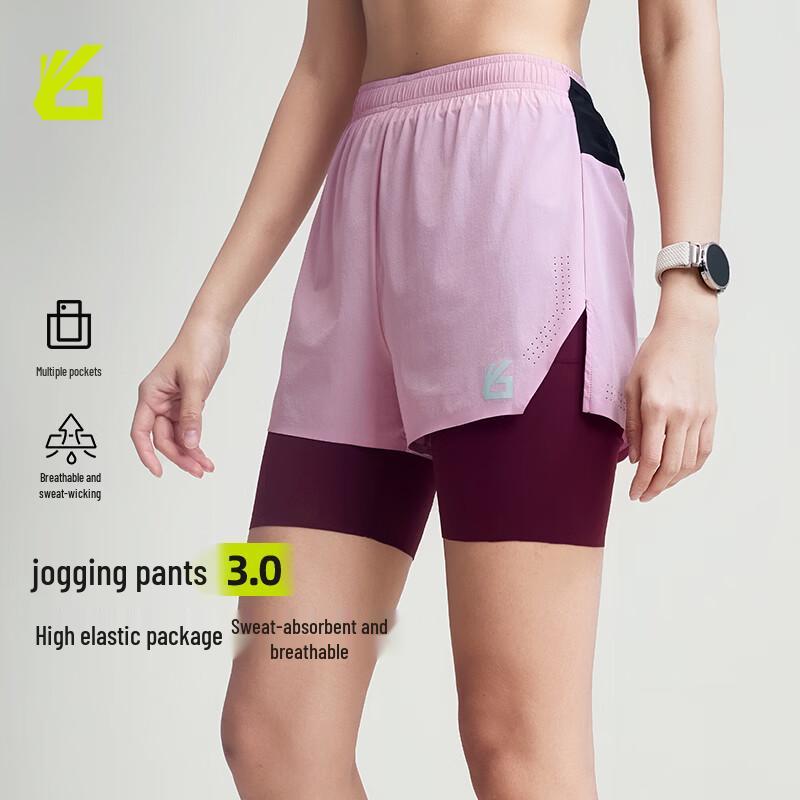 Yuebu Women s 2-in-1 Quick-Dry Running Shorts M
