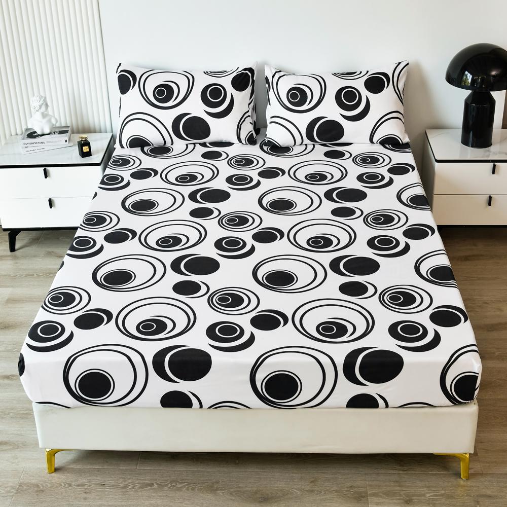 Cartoon Print Mattress Protector Fitted Bed Sheet Bedding Mattress Cover Garterized Bedspread Mat Household  for Home
