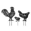 Garden Chicken Silhouette Statues Metal Garden Decorative Stakes Outdoor Rustic Decor Rainproof Yard Art Rooster Hen