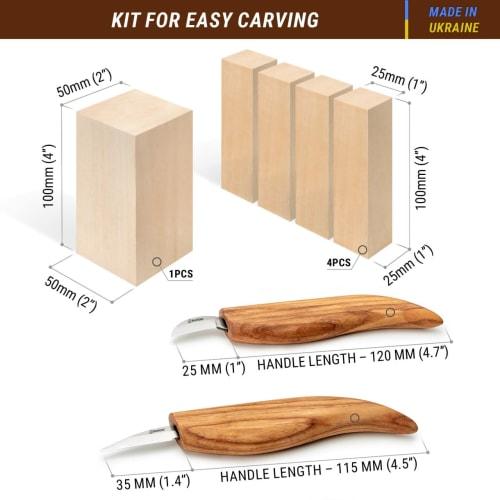 BeaverCraft, Wood Carving Kit S16 - Whittling Wood Knife Kit - Whittling Kit for Beginners - Wood Block Blank Whittling Knife Kit
