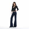Autumn and Winter New American Spice Girl Style Retro Medium and Low Waist Micro-elastic Slim Slim and Thin Horn Jeans Women