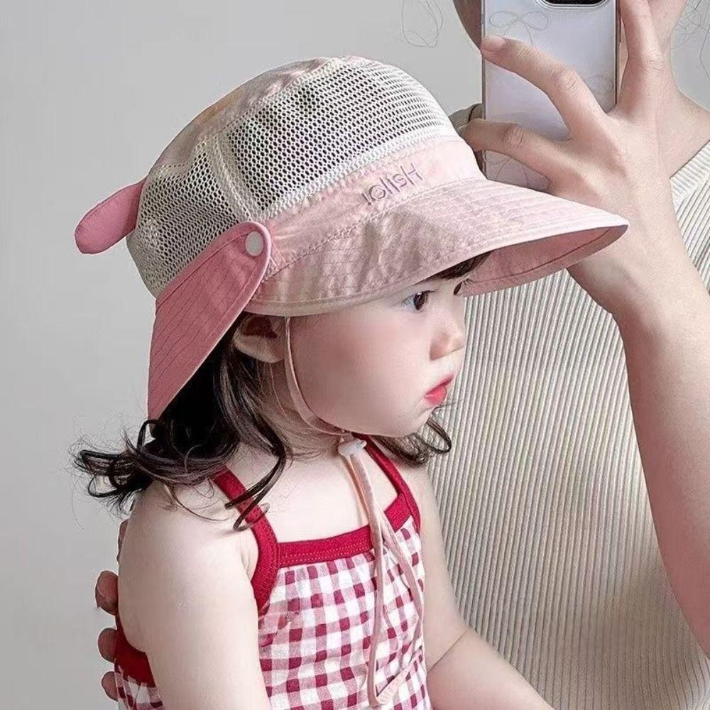 Detachable Summer Kid Sunhat Mesh Children's Fisherman Hat Cartoon Animal Bucket Hat Boy