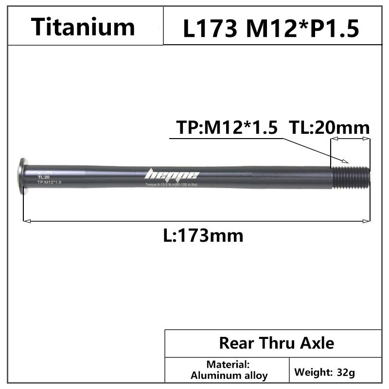 HEPPE MTB Road Bike Titanium Thru Axle Ultra Light Bike Axle 12x142 12x148 Rear Hub Thru Axle Bike Fork 12x100 12x110 Shaft