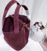 Autumn and Winter New First-layer Suede Matte Leather Vegetable Basket, European and American Fashion Handbag, Large Capacity Bucket Women's Bag
