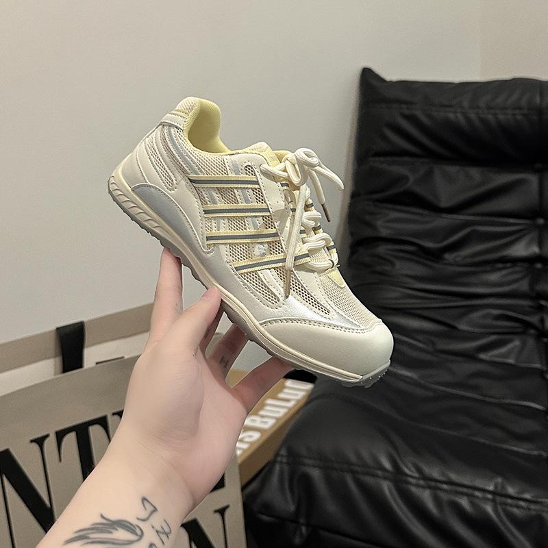 

Дышащий дизайн, повседневный стиль, женский летний новый универсальный сетчатый удобный ретро-мода 40 жёлтый