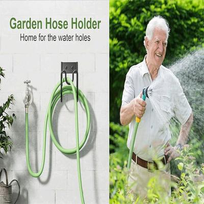 Schwarzer Gartenschlauchhaken Wandmontage Schlauchhalter mit Schlitzen für Schlauchverlängerungskabel