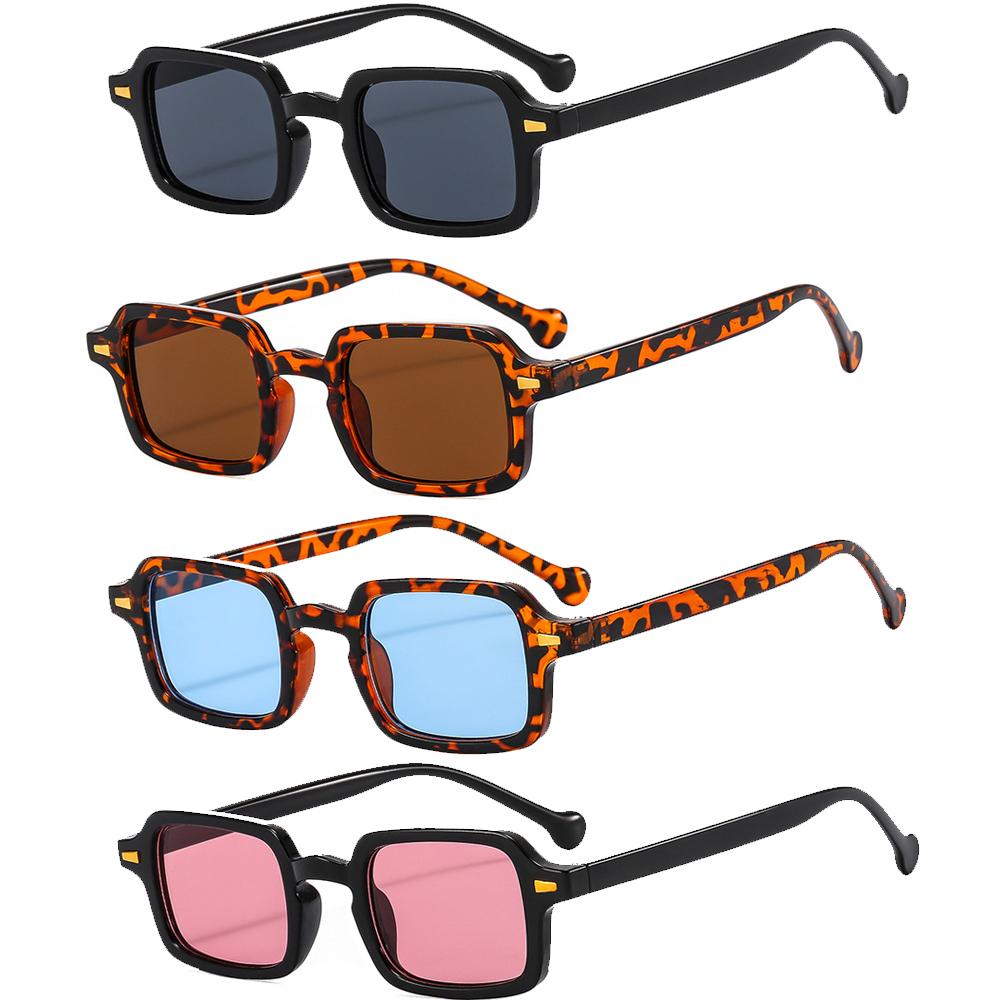 

4 Pcs/Set Fashion Luxurious Rectangle Sunglasses Women Oval Vintage Square Sun Glasses Men Shades Female Eyewear Anti-glare MULTI