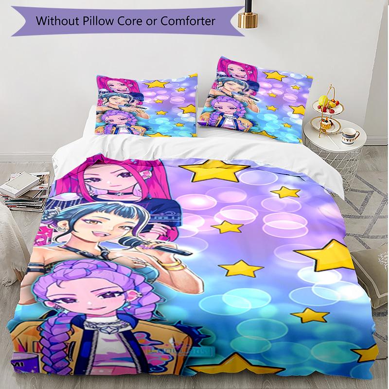 Set copripiumino 3 pezzi (1*Copripiumino + 2*Federe, Senza Nucleo), Set Biancheria da Letto Morbido Stagione Unica con Stampa KPop Demon Hunters, Decorazione Regalo per Camera da Letto