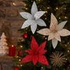 25cm Weihnachts-Kunstblumen Pailletten-Gewebe Realistische Weihnachtssternblume Dekorative Hängende Weihnachtsbaum-Schmuckstücke