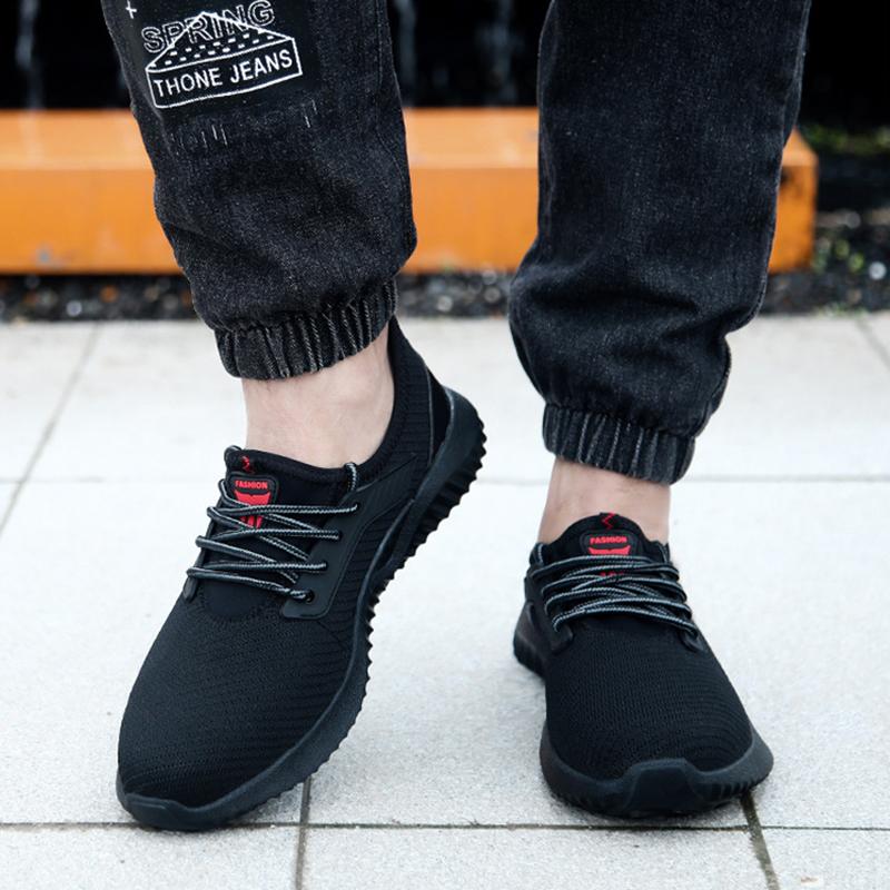 Oulylan Lace Up Breathable Safety Boots Anti Puncture Soft Soled Work Shoes Anti Slip Wear Resistant Protective Footwear For Men