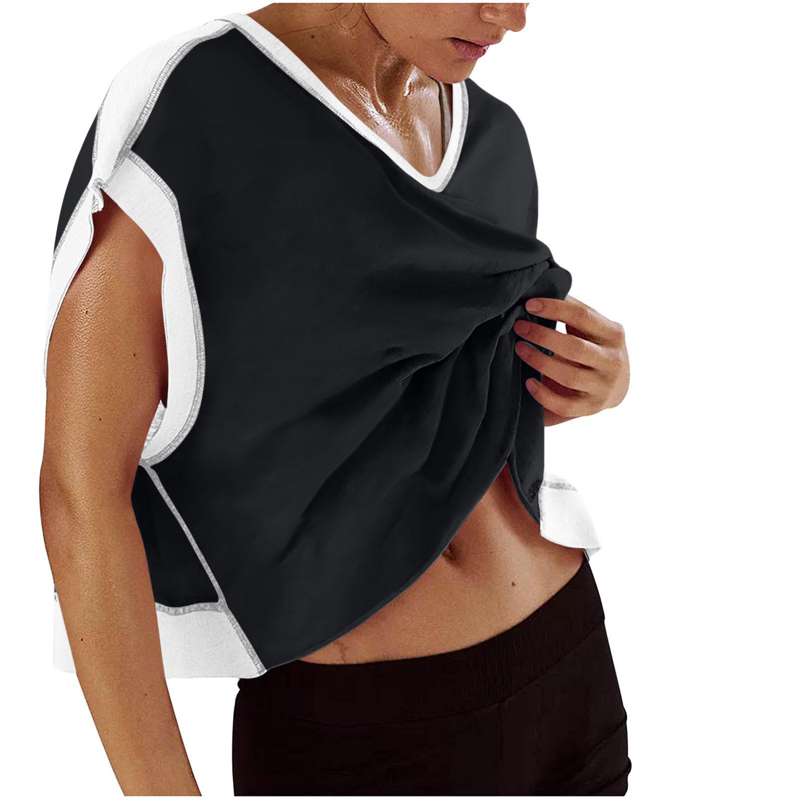 

New Women s Casual Fashion Hollow Solid Color V-Neck Short Sleeve Yoga T-Shirt Top S чёрный