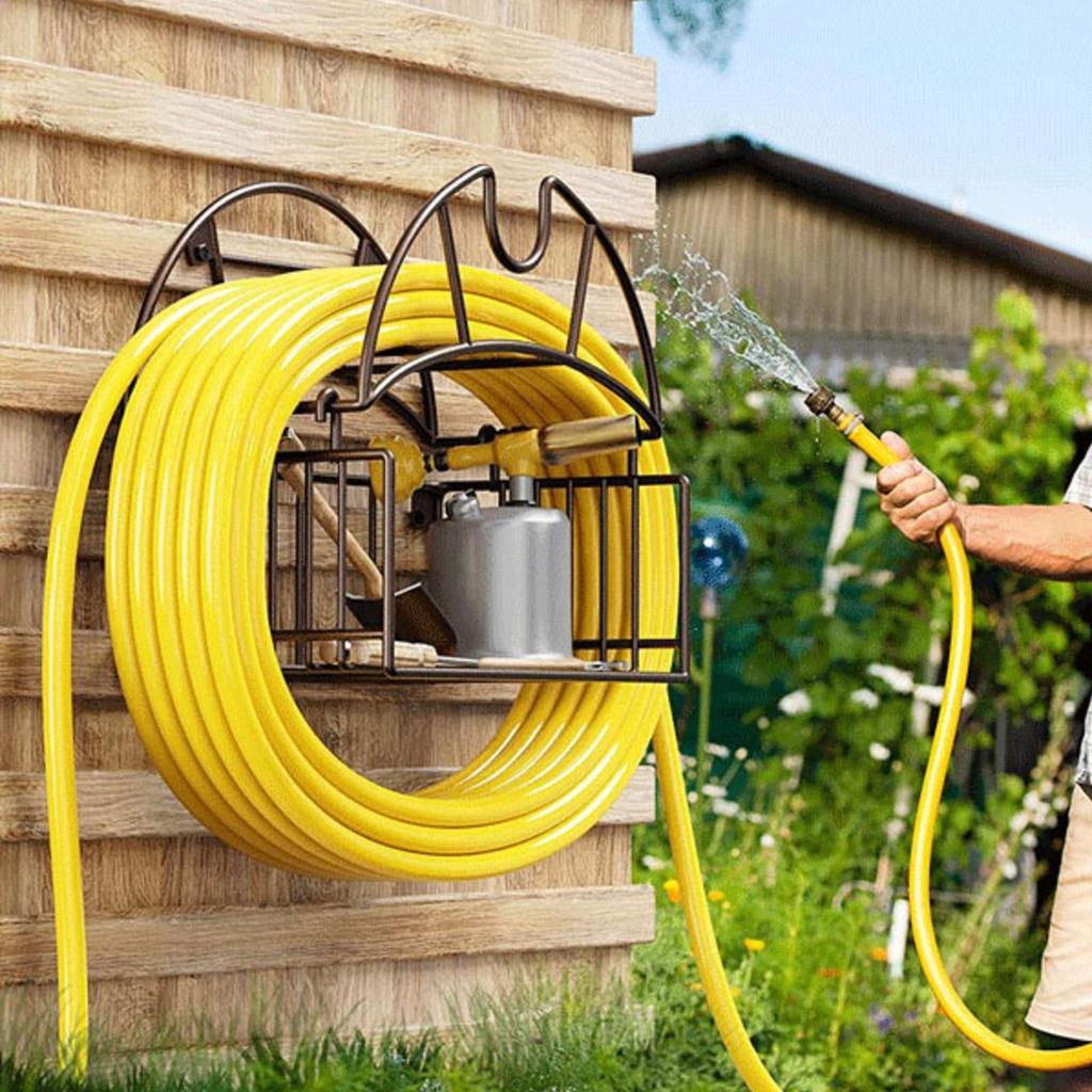 Hose Holder with Basket Heavy-Duty for Gardeners, Homeowners