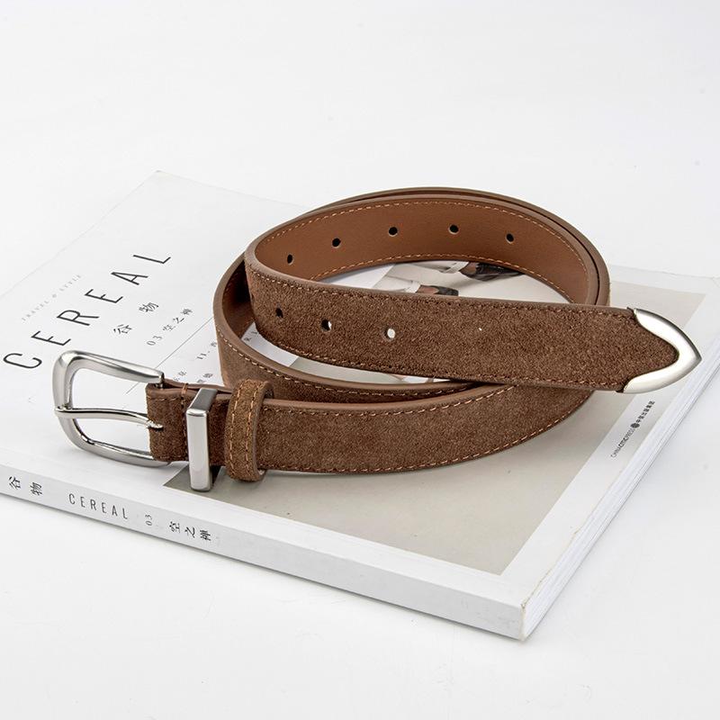 Genuine Leather Women's Belt Reverse Velvet Matte Retro Korean Style Fashionable Versatile Skirt Jeans Belt Women's