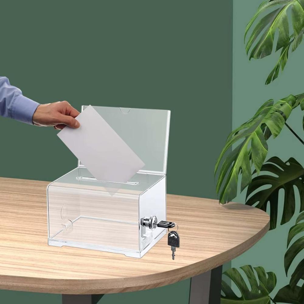 With Locks Donation Box Transparent Raffle Ticket Box Creative Ballot Box Voting Charity