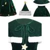 Gorgeous Women Christmas Tree Cosplay Costume Plus Size Xmas Dress Cloak Hat Party