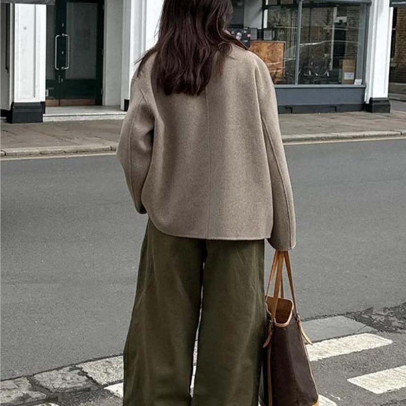 Elegant Faux Fur Jackets Women Loose O-neck Long Sleeves Double Breasted Female Coats 2024 Autumn Winter New Lady Streetwears